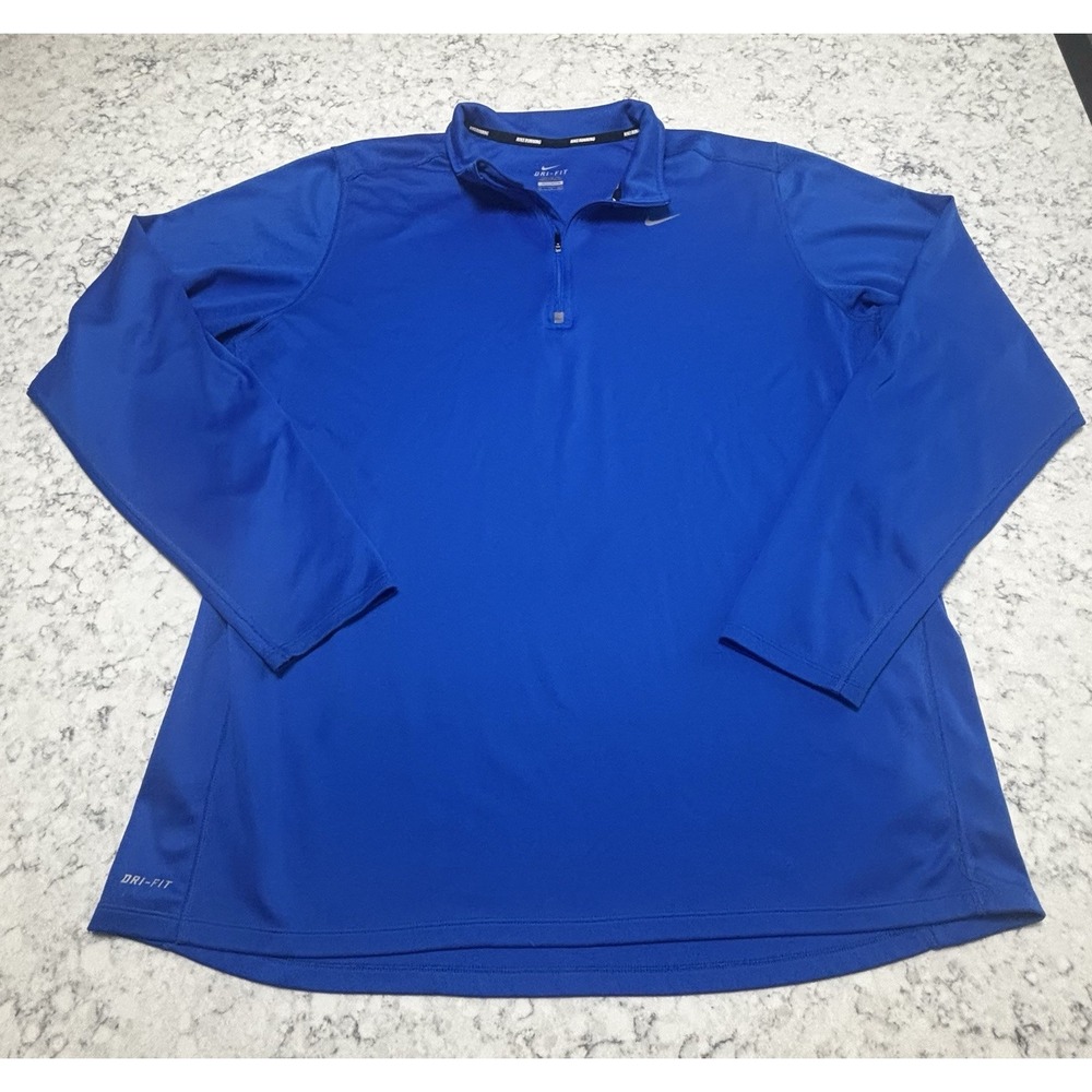 Nike Dri-FIT Running 1/4 Zip Pullover Men's XXL Blue Long Sleeve Performance